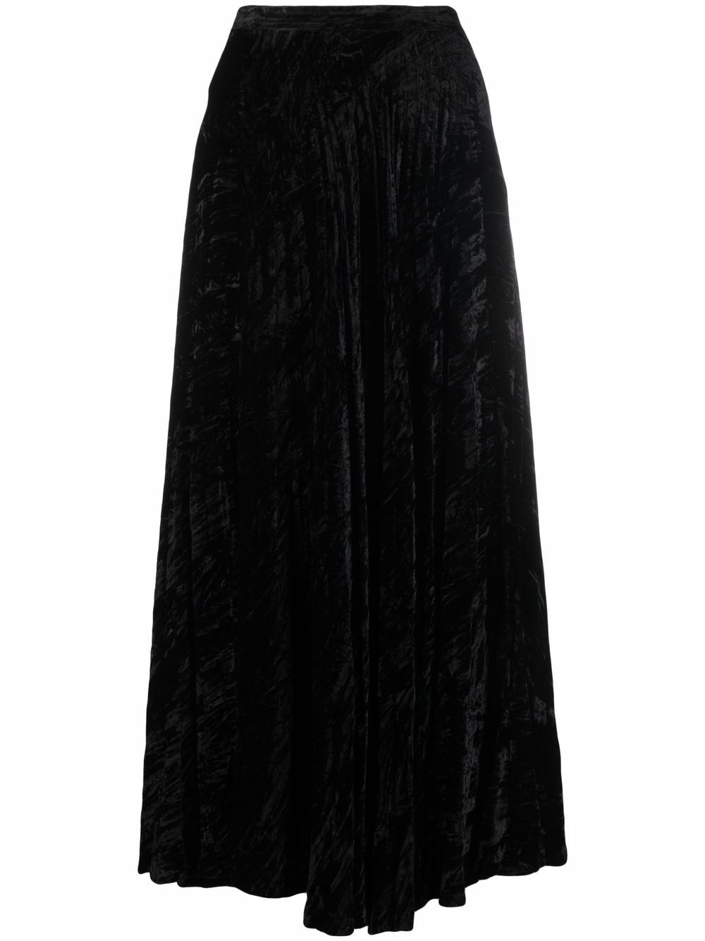 Saint Laurent Pre-Owned 圣罗兰 丝绒效果褶饰半身裙（1970年代典藏款） - 黑色