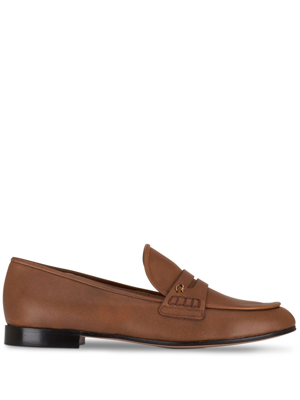 Gianvito Rossi 便士槽皮质乐福鞋 - 褐色