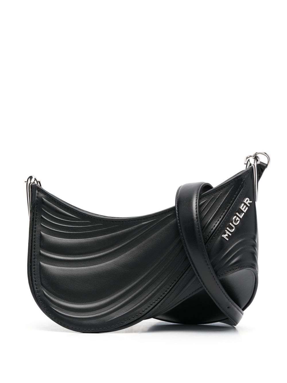 Mugler Spiral Curve 01 压纹小号斜挎包 - 黑色