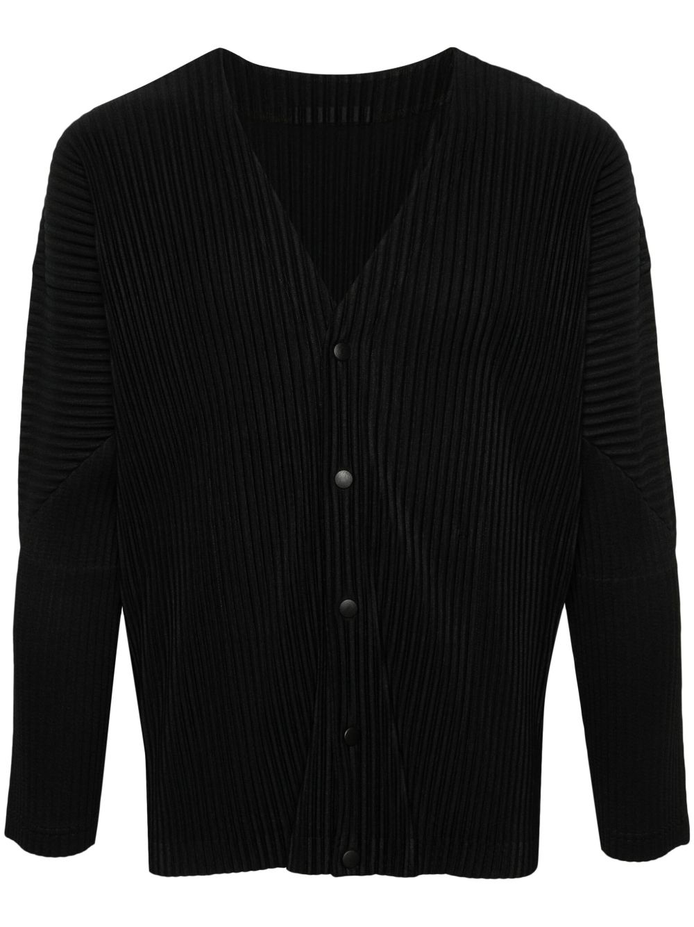 Homme Plissé Issey Miyake 细褶V领夹克 - 黑色