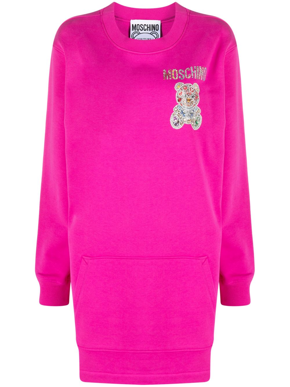 Moschino Teddy Bear 缀饰卫衣式连衣裙 - 粉色
