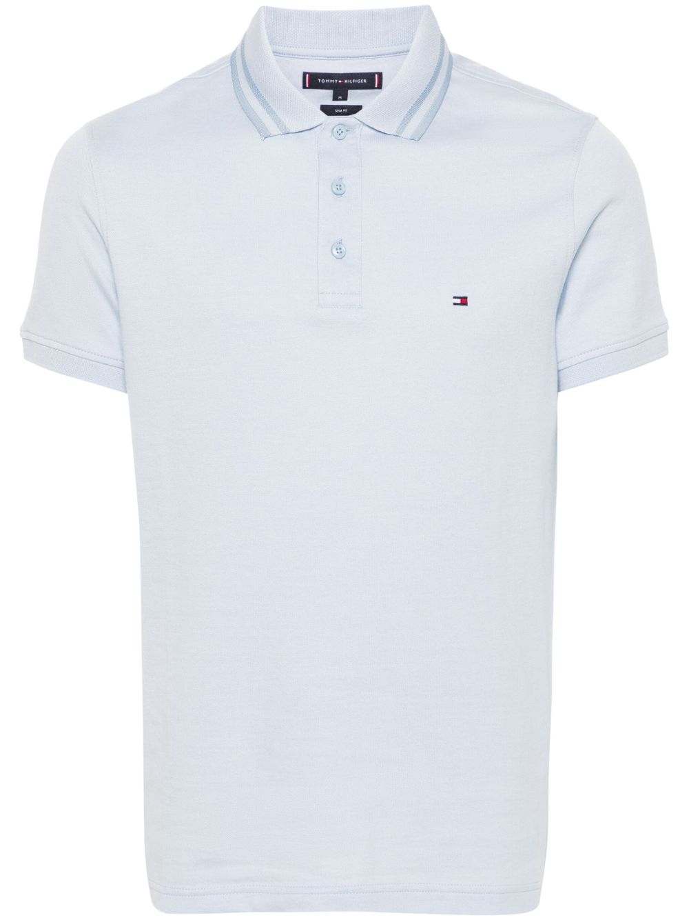 Tommy Hilfiger logo刺绣棉polo衫 - 蓝色