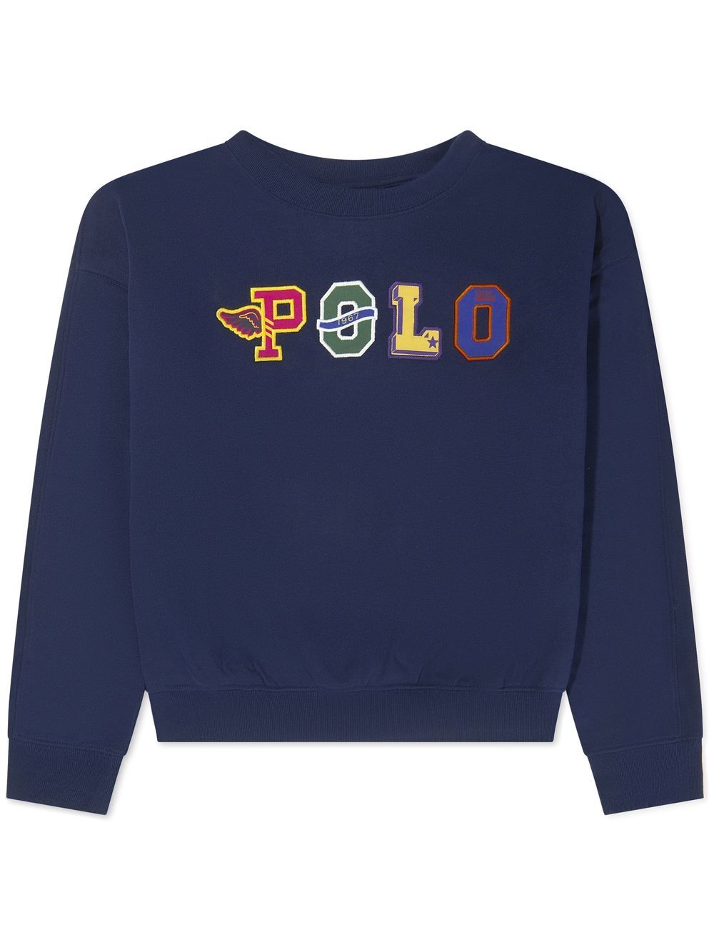 POLO RALPH LAUREN KIDS 标贴圆领卫衣 - 蓝色