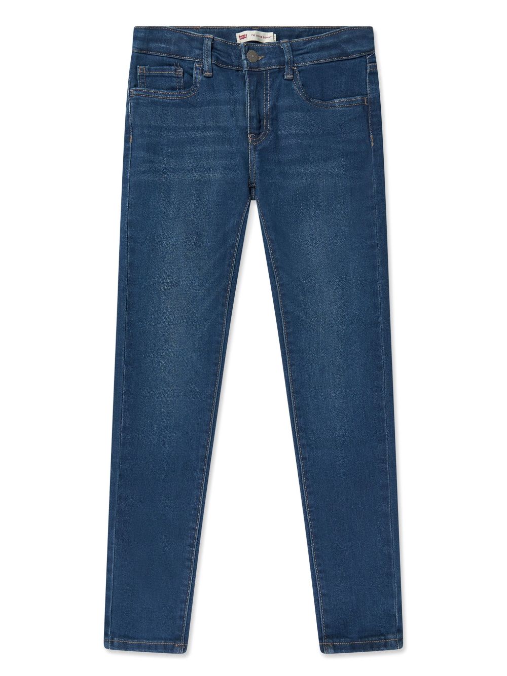 Levi's Kids 胡须状条纹效果紧身牛仔裤 - 蓝色