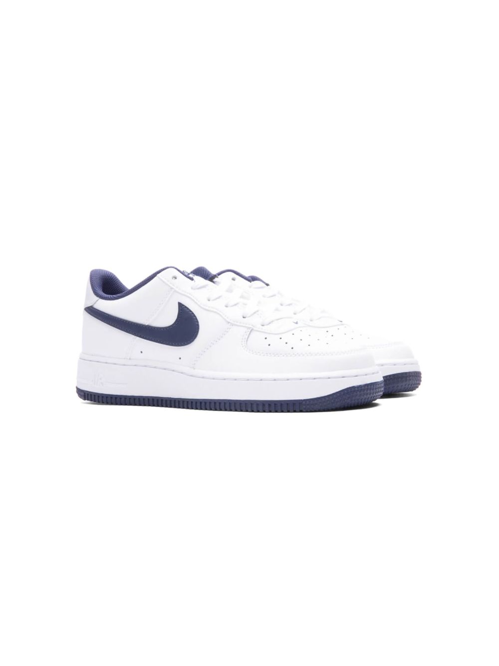 Nike Kids Air Force 1 Navy Swoosh 运动鞋 - 白色