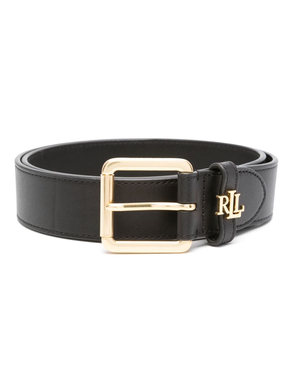 Lauren Ralph Lauren logo标牌皮质腰带 - 黑色