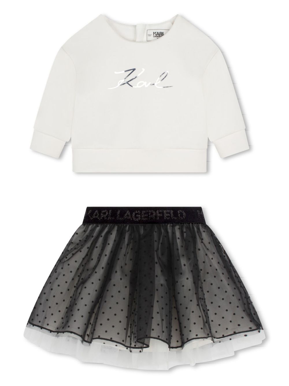 Karl Lagerfeld Kids logo T恤与芭蕾半身裙套装 - 白色