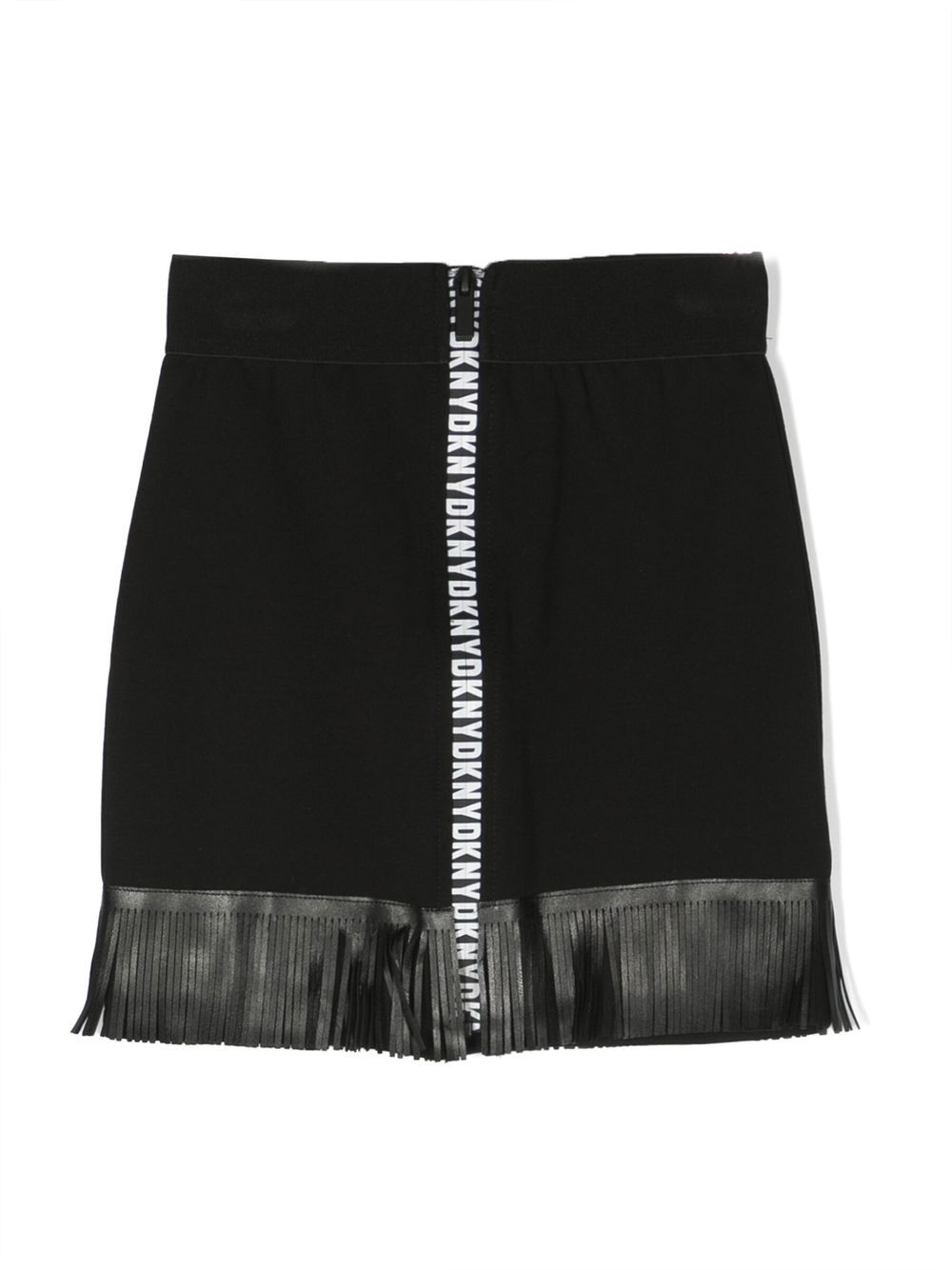 Dkny Kids logo边饰流苏边半身裙 - 黑色