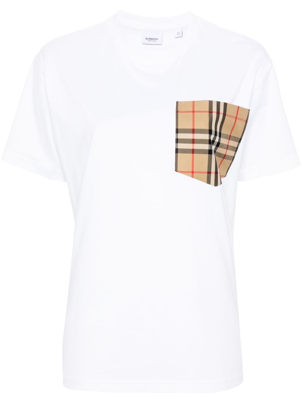 Burberry 经典格纹口袋棉T恤 - 白色