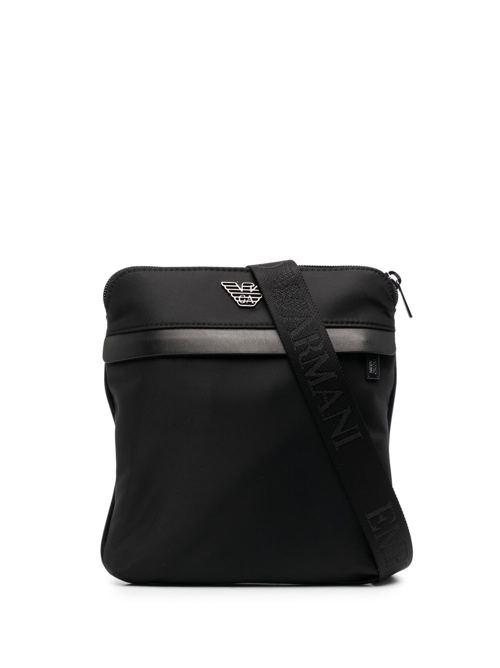 Emporio Armani 正面logo标牌单肩包 - 黑色