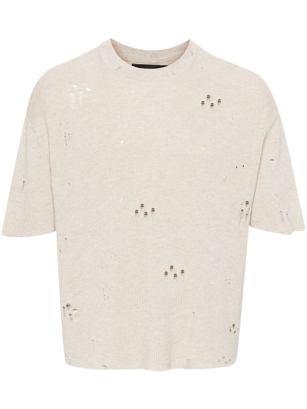 FEDERICO CINA distressed knitted T-shirt - 中性色