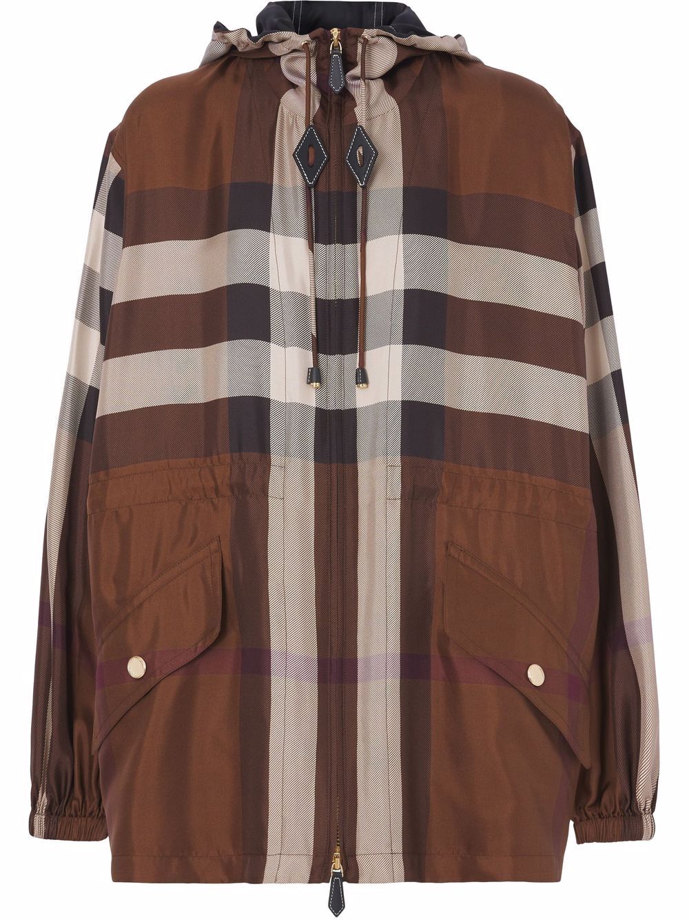 Burberry 格纹拉链开合夹克 - 褐色