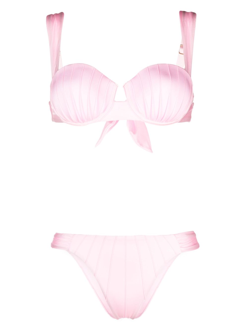 Noire Swimwear 钢圈罩杯系带开合比基尼套装 - 粉色