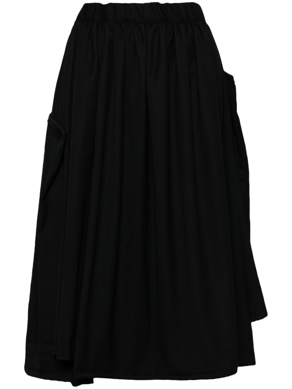 Comme Des Garçons 不对称设计羊毛半身裙 - 黑色