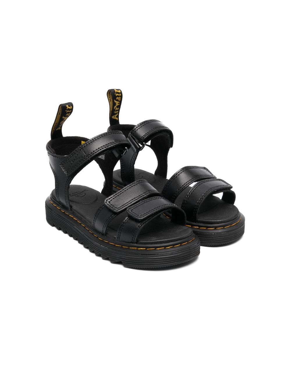 Dr. Martens Kids logo印花露趾凉鞋 - 黑色