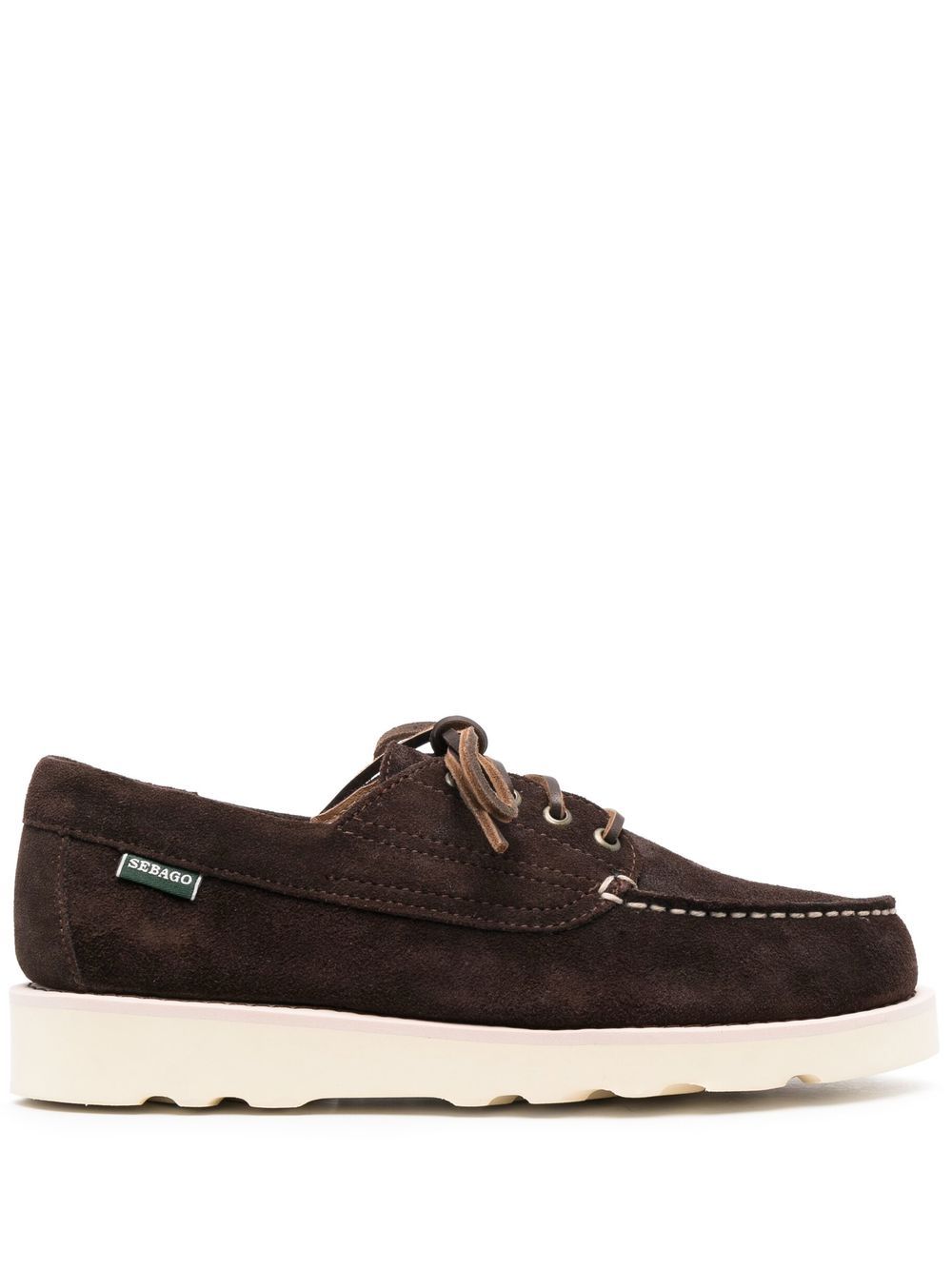 Sebago 系带绒面皮帆船鞋 - 褐色
