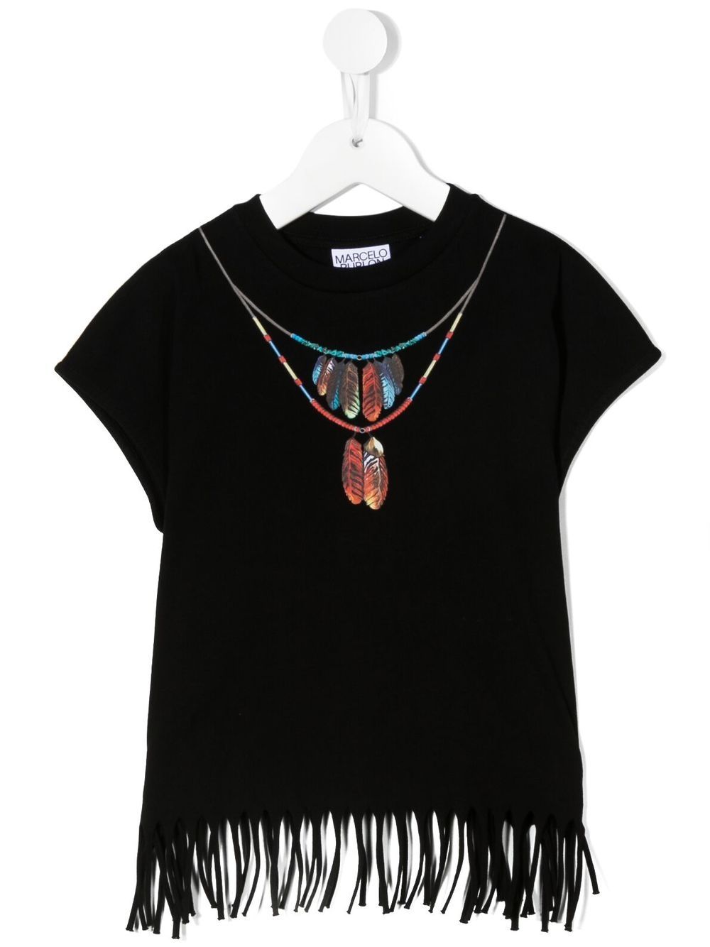 Marcelo Burlon County Of Milan Kids 项链印花流苏上衣 - 黑色