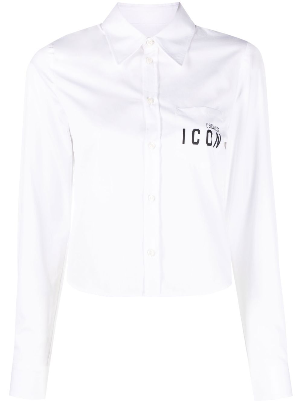DSQUARED2 Icon 印花棉短款衬衫 - 白色