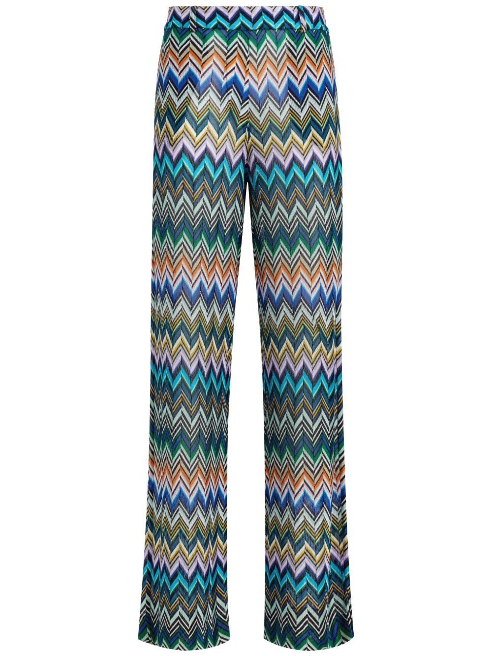 Missoni Z字形图案高腰长裤 - 蓝色