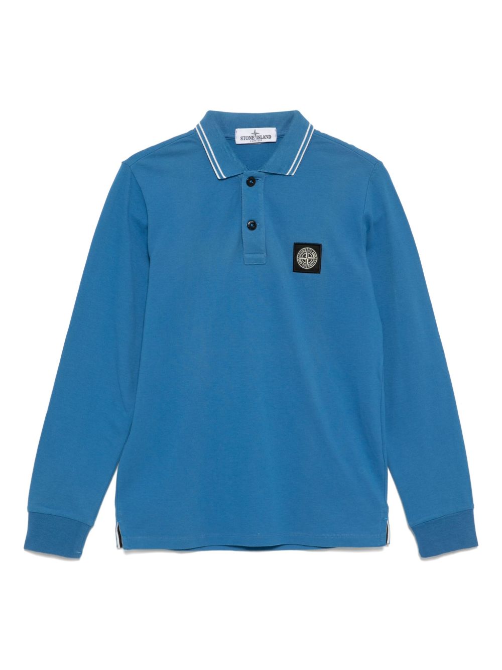 Stone Island Junior 标贴长袖polo衫 - 蓝色