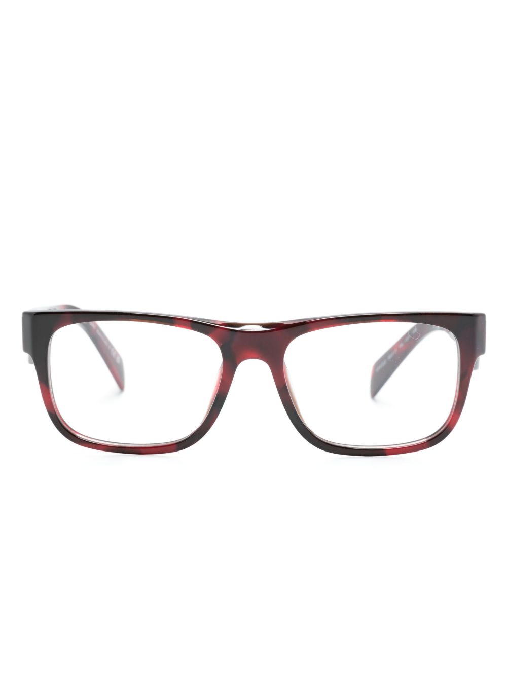Prada Eyewear 玳瑁纹效果方框眼镜 - 红色