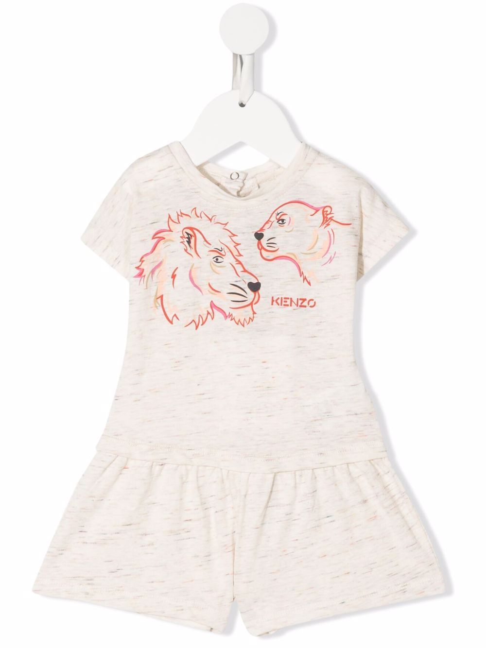 Kenzo Kids 狮子印花针织连体短裤 - 中性色