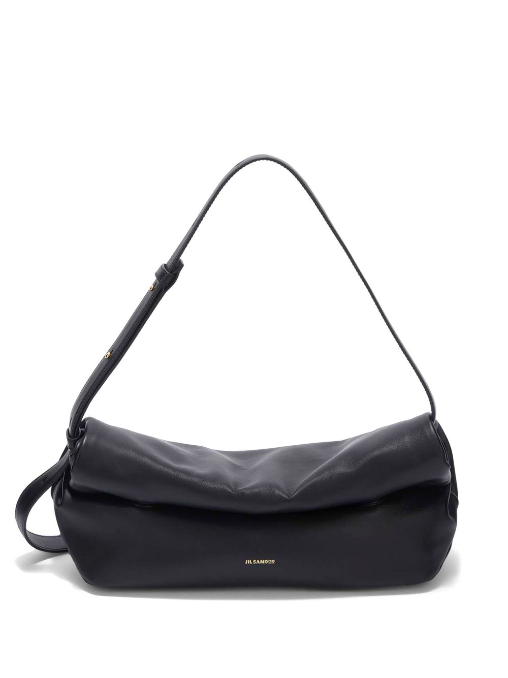 Jil Sander Rollup 皮质小号单肩包 - 黑色