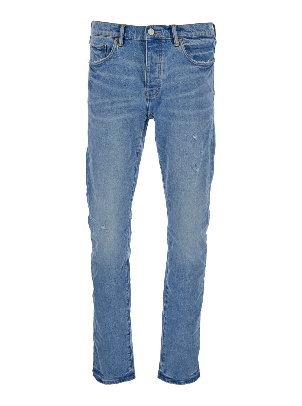 Purple Brand Light Blue Five-pocket Skinny Jeans In Stretch Cotton Denim Man
