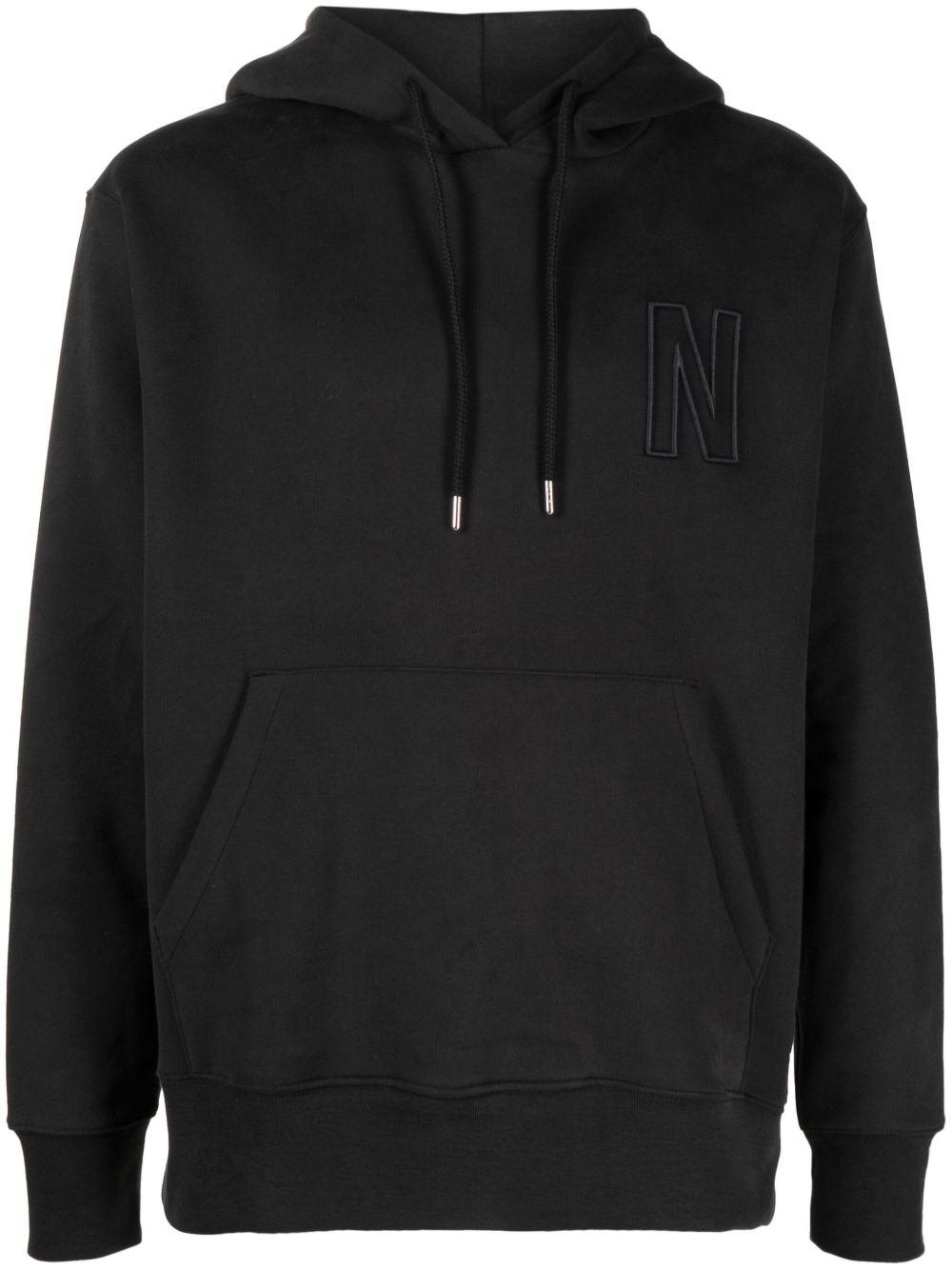 Norse Projects Arne logo刺绣棉连帽衫 - 黑色