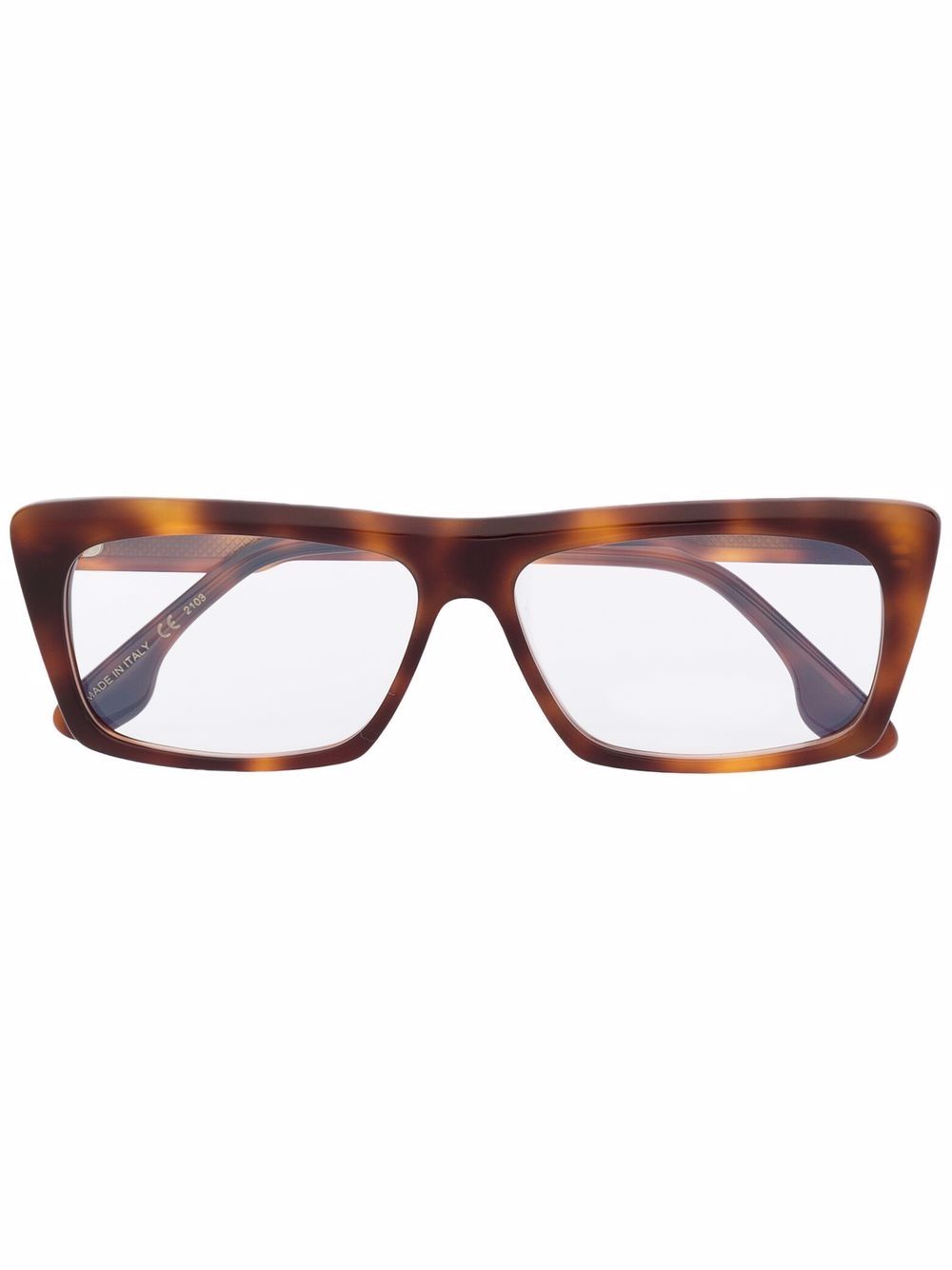 Victoria Beckham Eyewear 多角长方形镜框眼镜 - 褐色