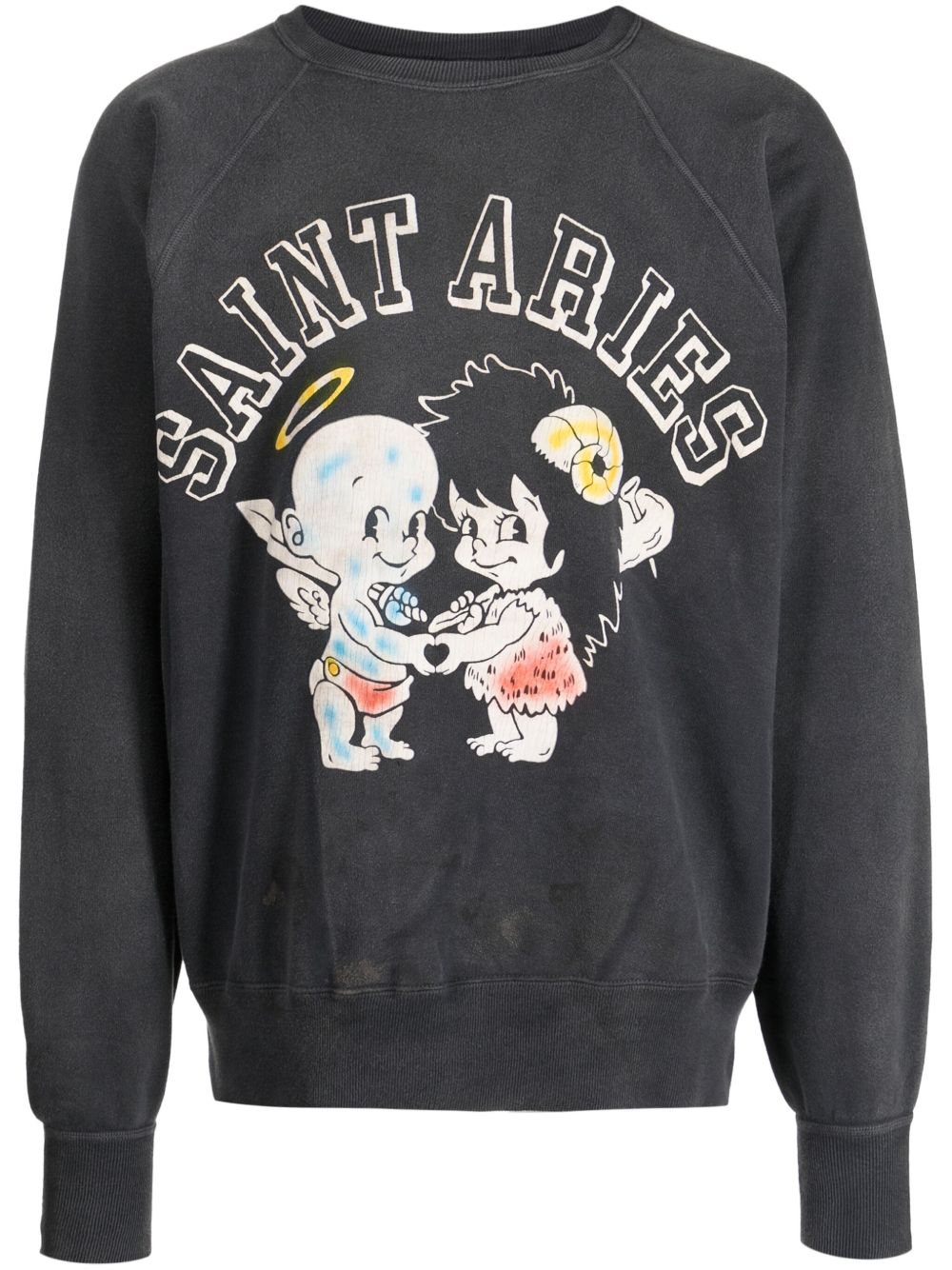 SAINT MXXXXXX logo-print cotton sweatshirt - 灰色