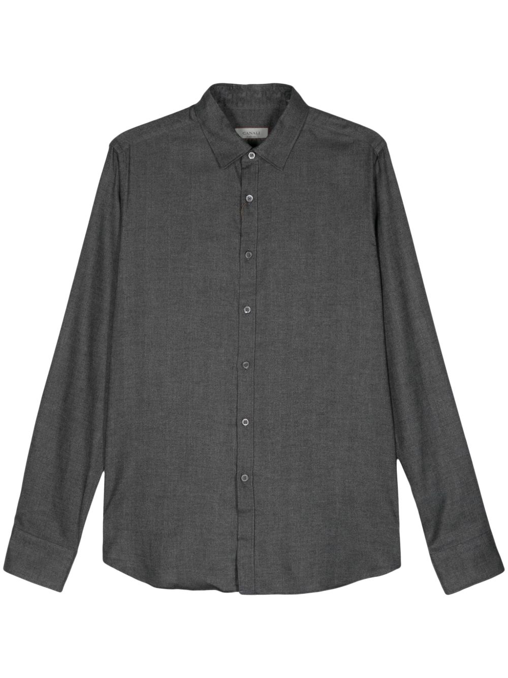 Canali 人字斜纹针织图案衬衫 - 灰色