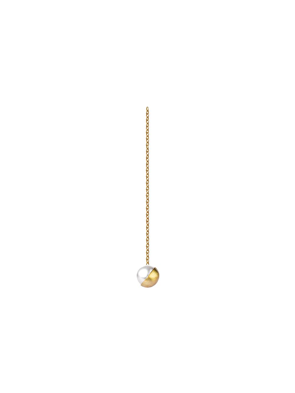 Shihara Half Pearl 135°搭链耳坠 - 金属色