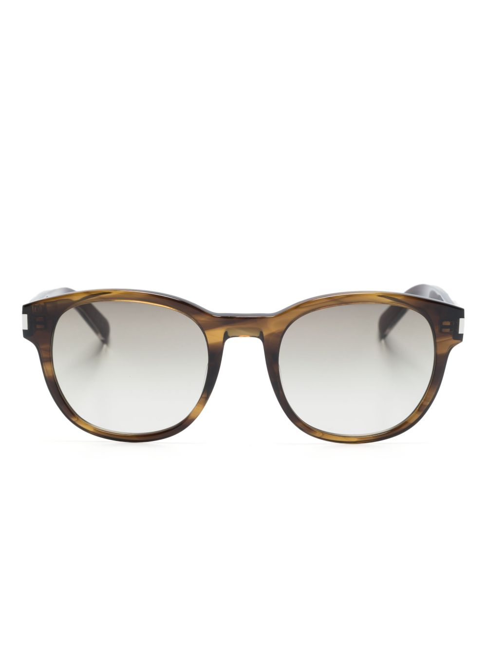Saint Laurent Eyewear logo雕刻圆框太阳眼镜 - 褐色