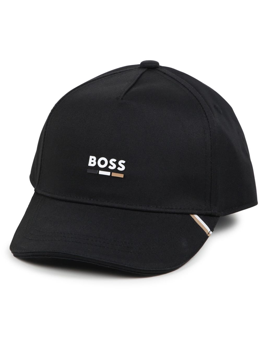 BOSS Kidswear logo印花斜纹布棒球帽 - 黑色