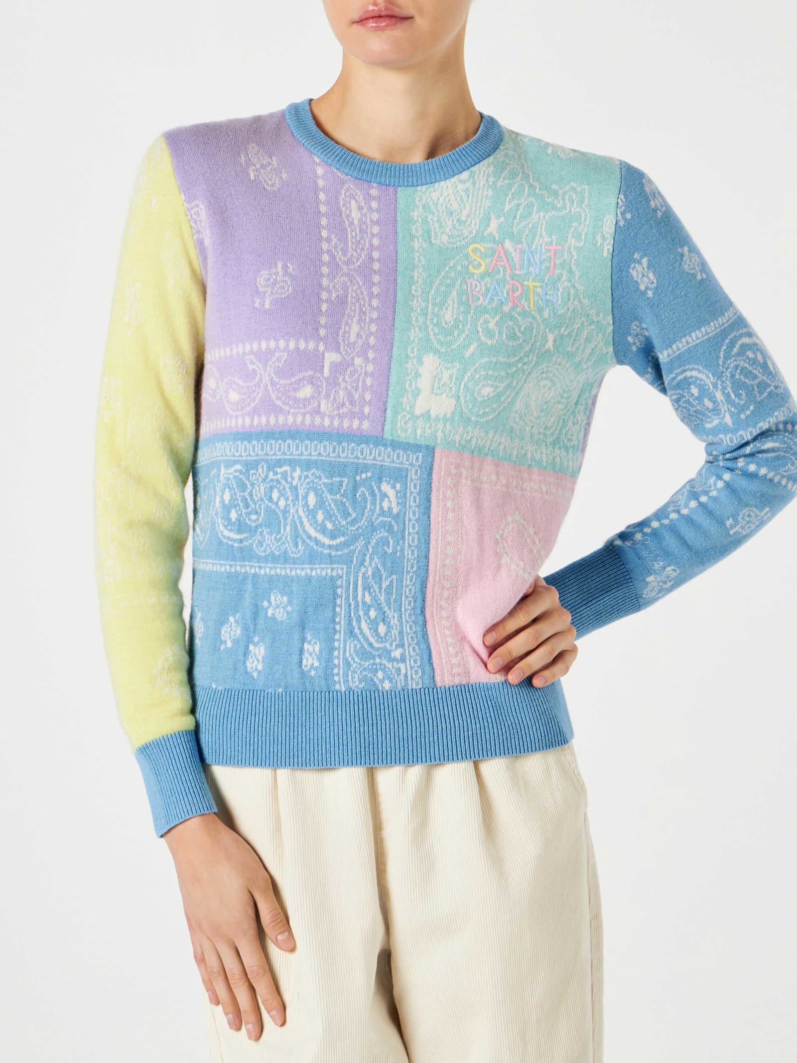 MC2 Saint Barth Woman Brushed Sweater With Bandanna Print