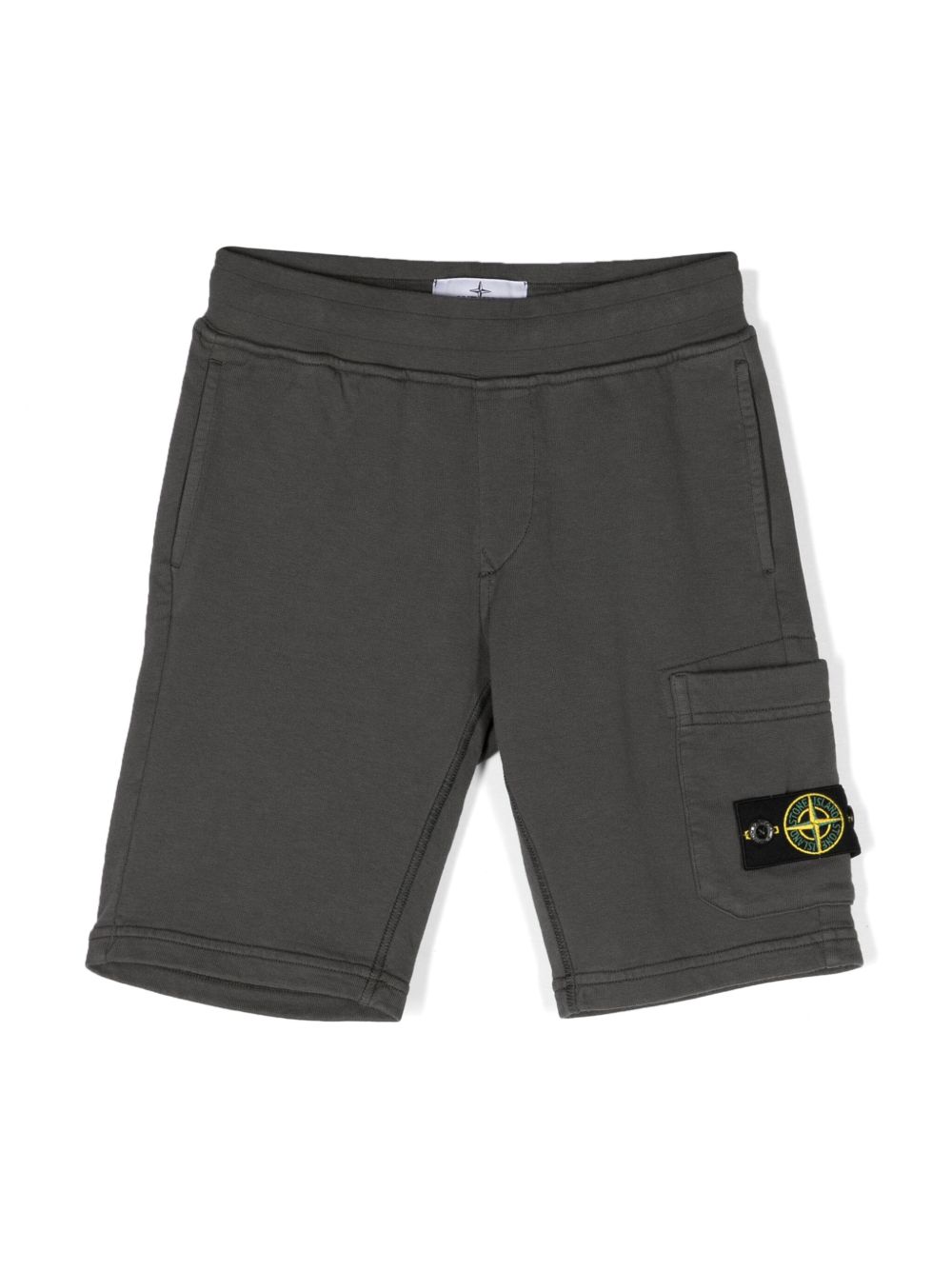 Stone Island Junior Compass 徽章棉运动短裤 - 灰色