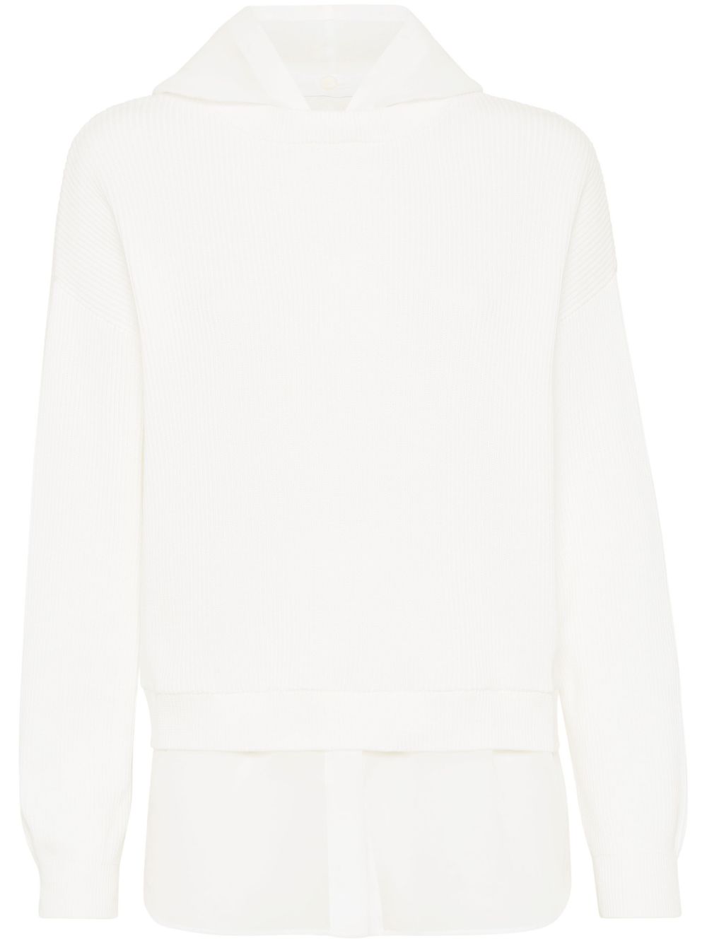 Brunello Cucinelli Monili 珠饰细节分层式连帽衫 - 白色