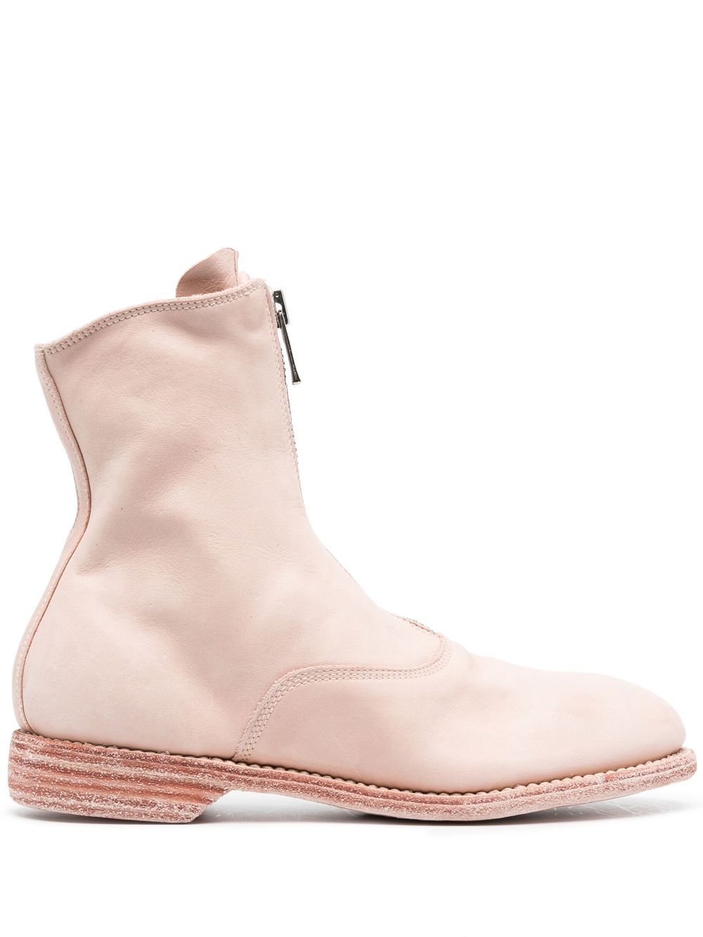 Guidi 拉链低跟短靴 - 粉色