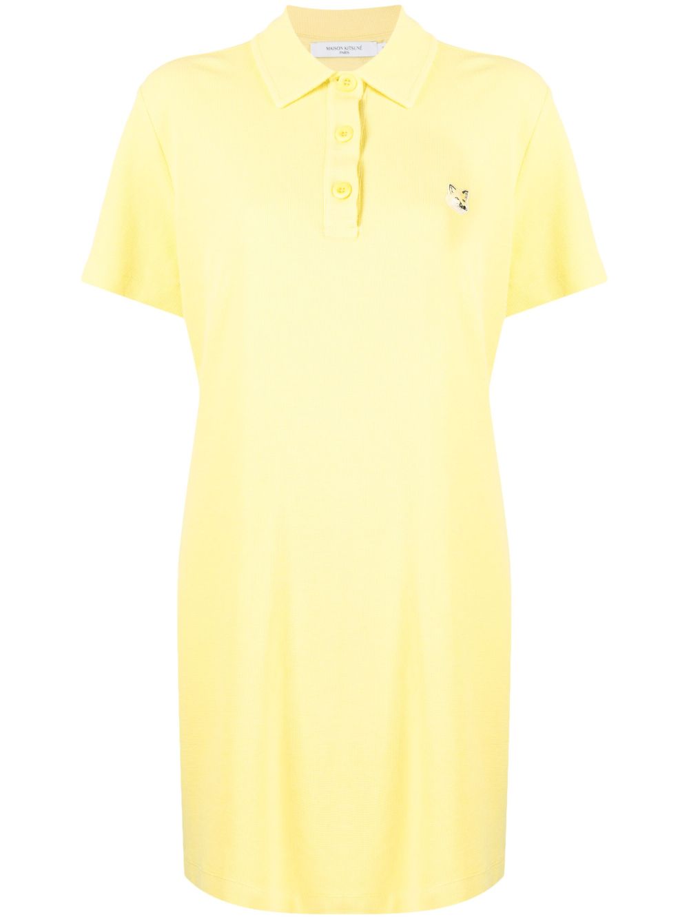 Maison Kitsuné logo刺绣polo领连衣裙 - 黄色