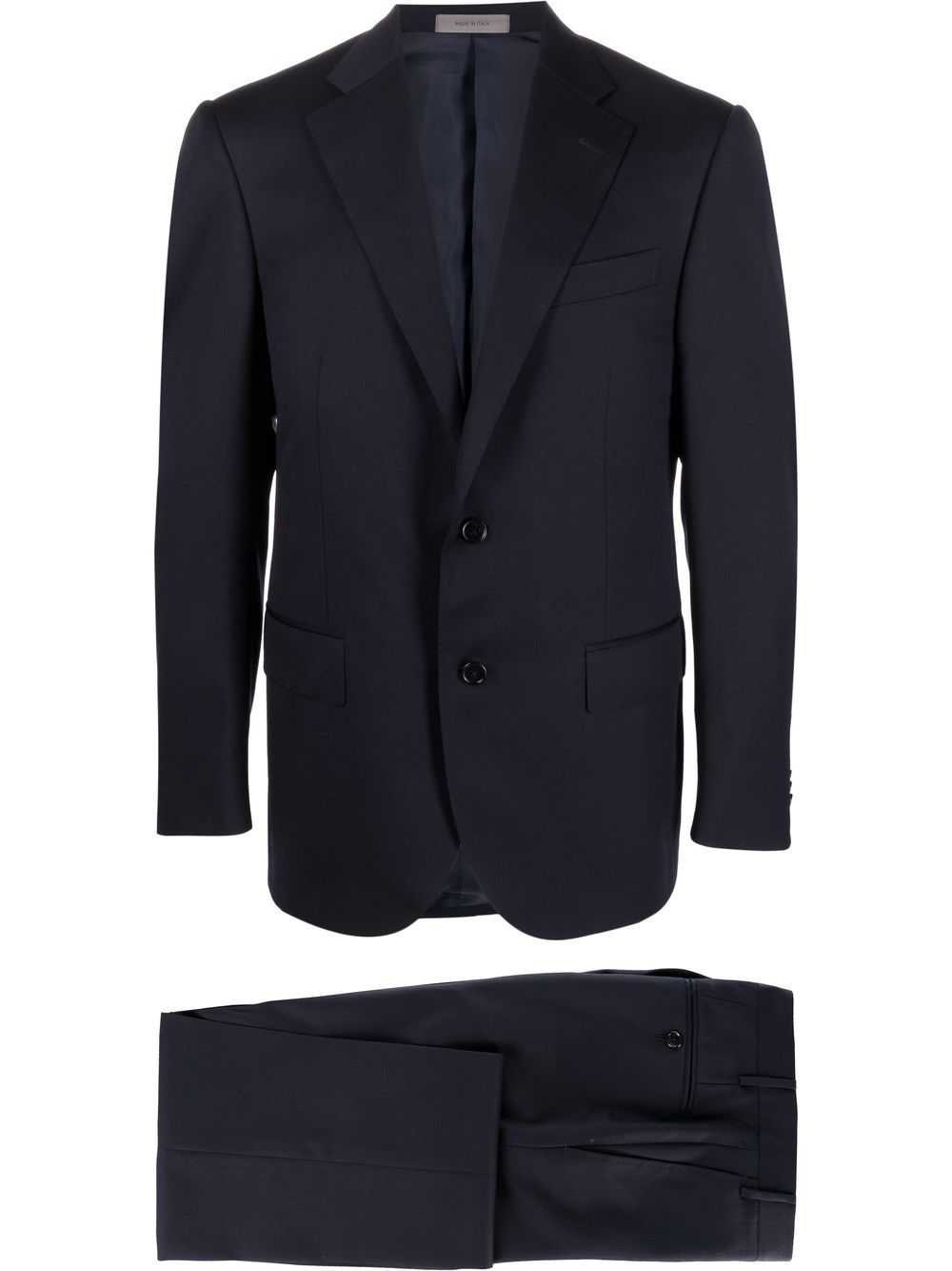 Corneliani 单排扣初剪羊毛西装套装 - 蓝色