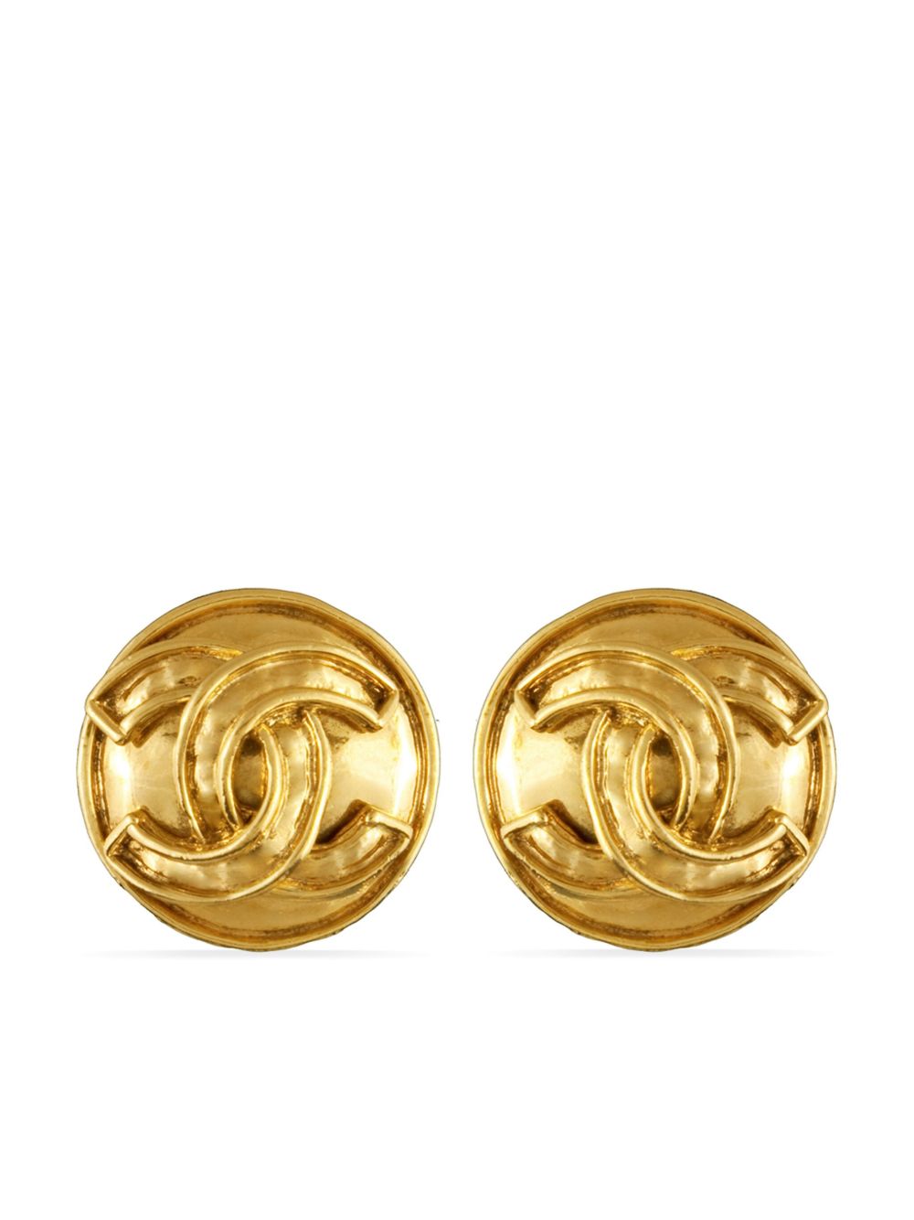 CHANEL Pre-Owned CC 夹扣式耳环（1990年代典藏款） - 金色