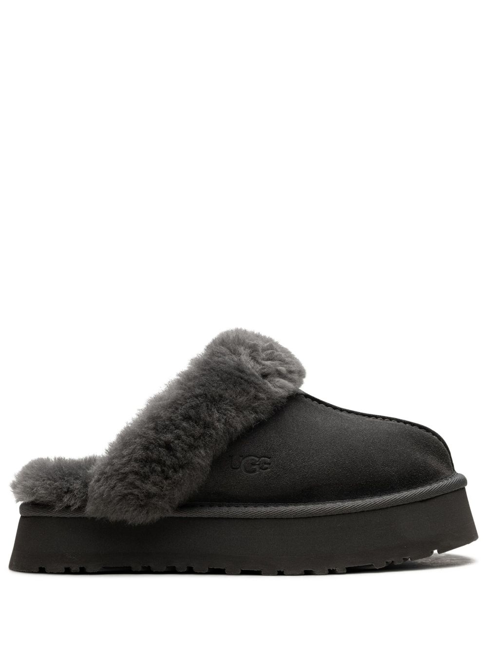 UGG Disquette 皮毛一体厚底拖鞋 - 灰色