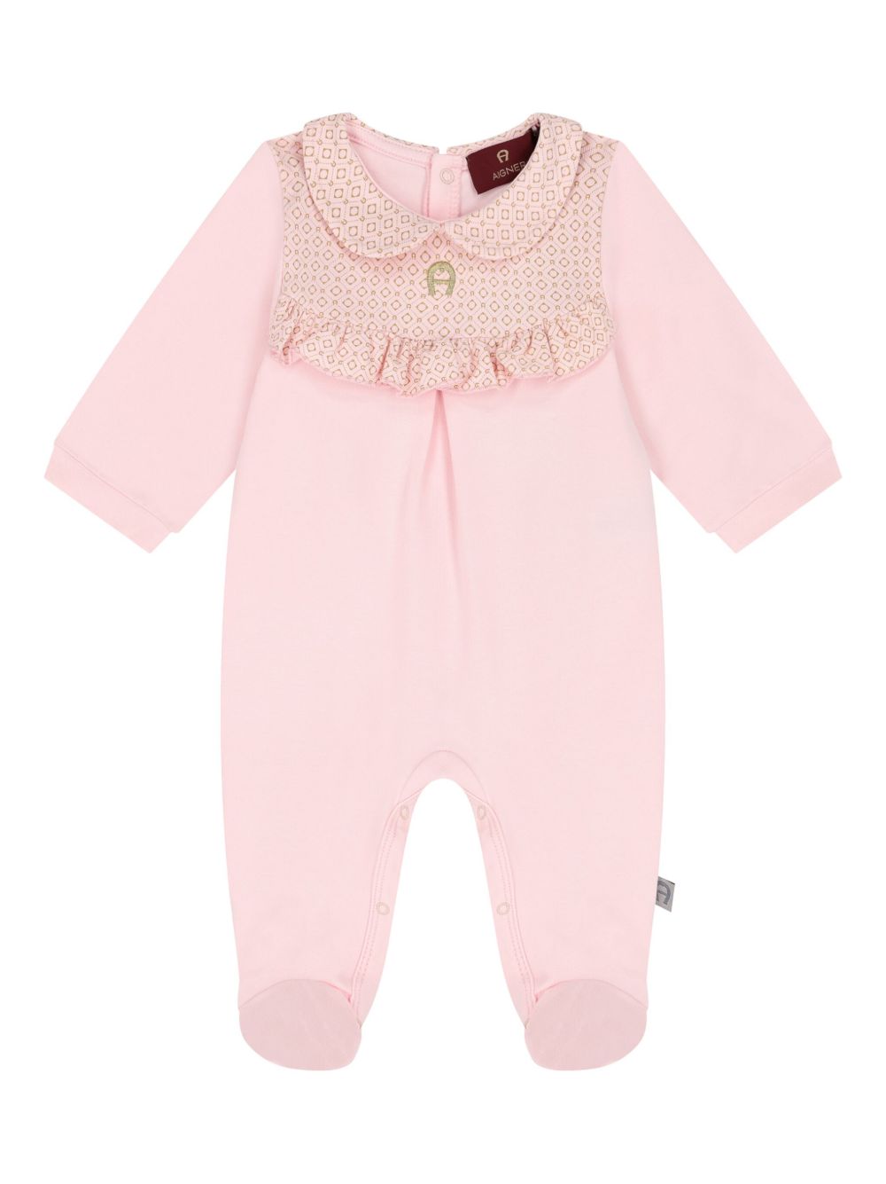 Aigner Kids logo刺绣连体衣 - 粉色