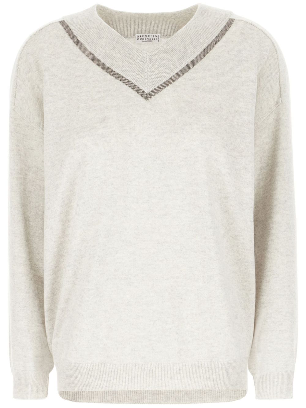Brunello Cucinelli 珠饰细节羊绒毛衣 - 中性色