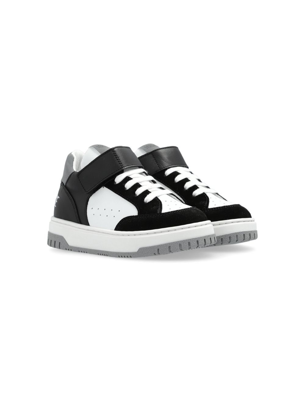 Versace Kids 拼色皮质运动鞋 - 黑色