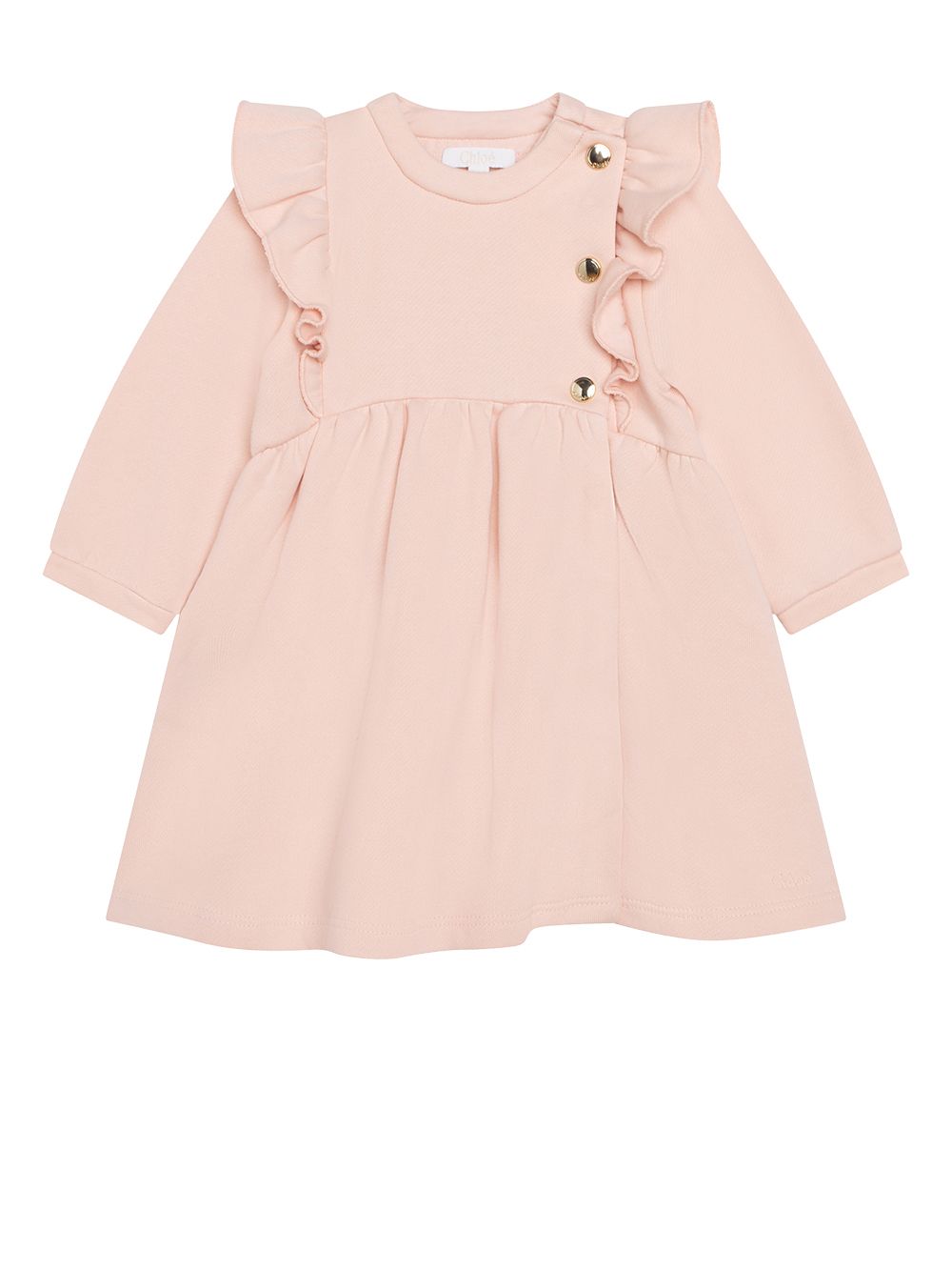 Chloé Kids 荷叶边边饰长袖连衣裙 - 粉色