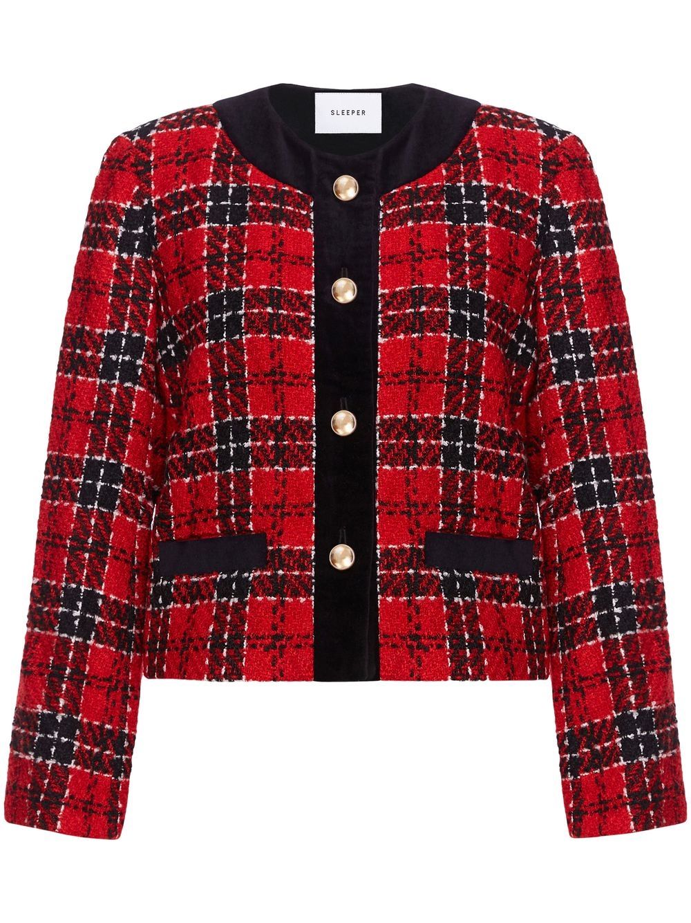 Sleeper Checked Manhattan Tweed Jacket - 红色