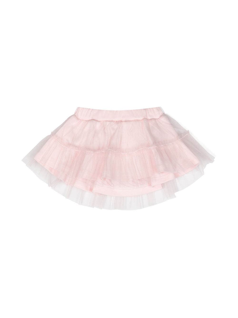 Miss Blumarine logo刺绣分层式薄纱半身裙 - 粉色