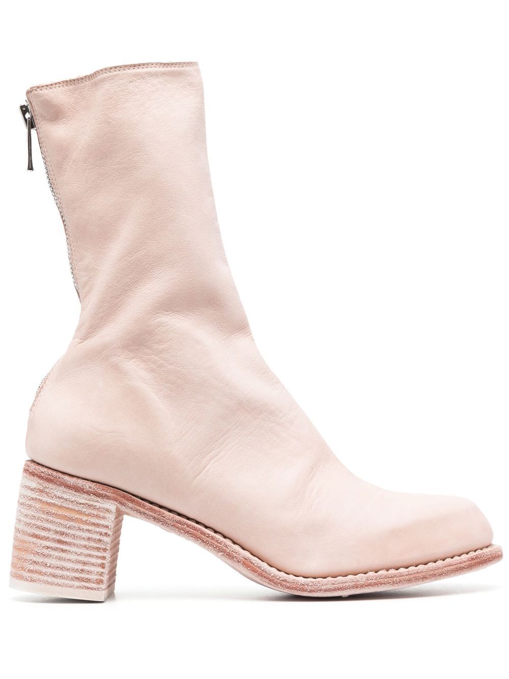 Guidi 叠跟皮质及踝靴 - 粉色